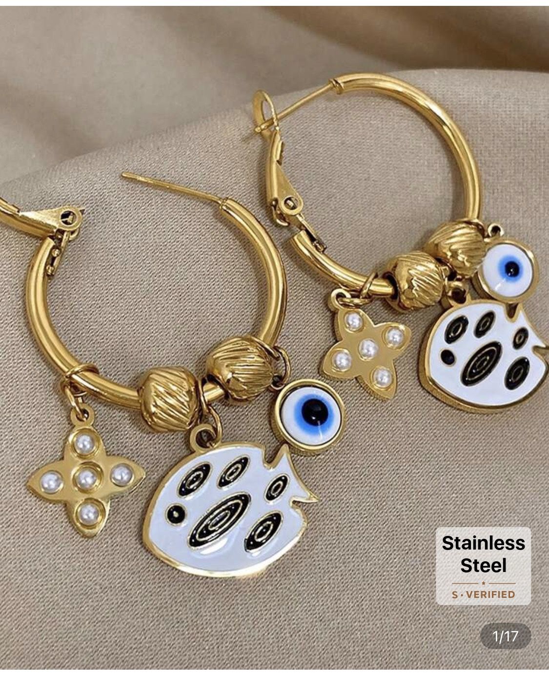 Beautiful Evil Eye 🧿 Charms Hoop Earrings