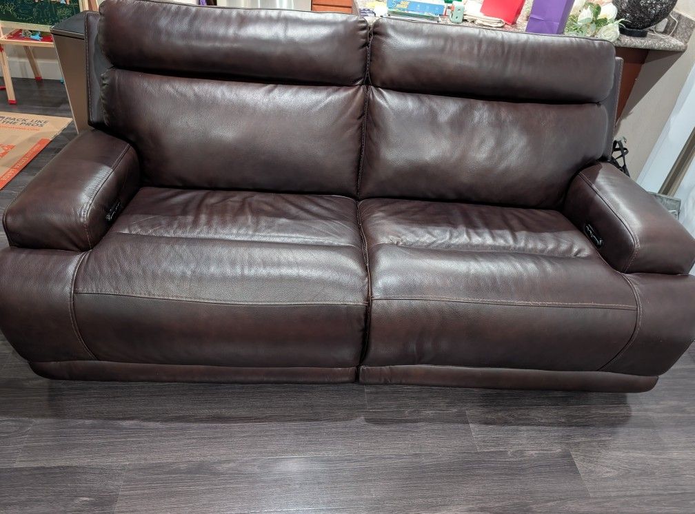 Preloved Leather Power Recliner Sectional Sofa 