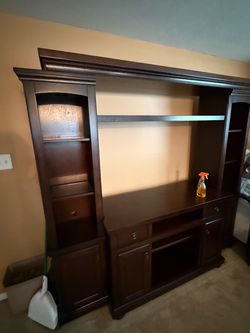 Dark Wood Entertainment Center Wall Unit