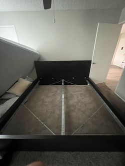 Bed frame, dark-brown veneer, King