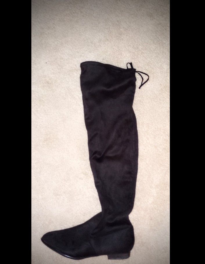 Black Suede Thigh High Boots - Women's Size 8 