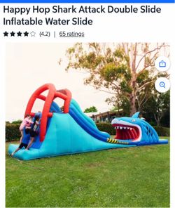 Happy Hop Shark Attack Double Inflatable Water Slide