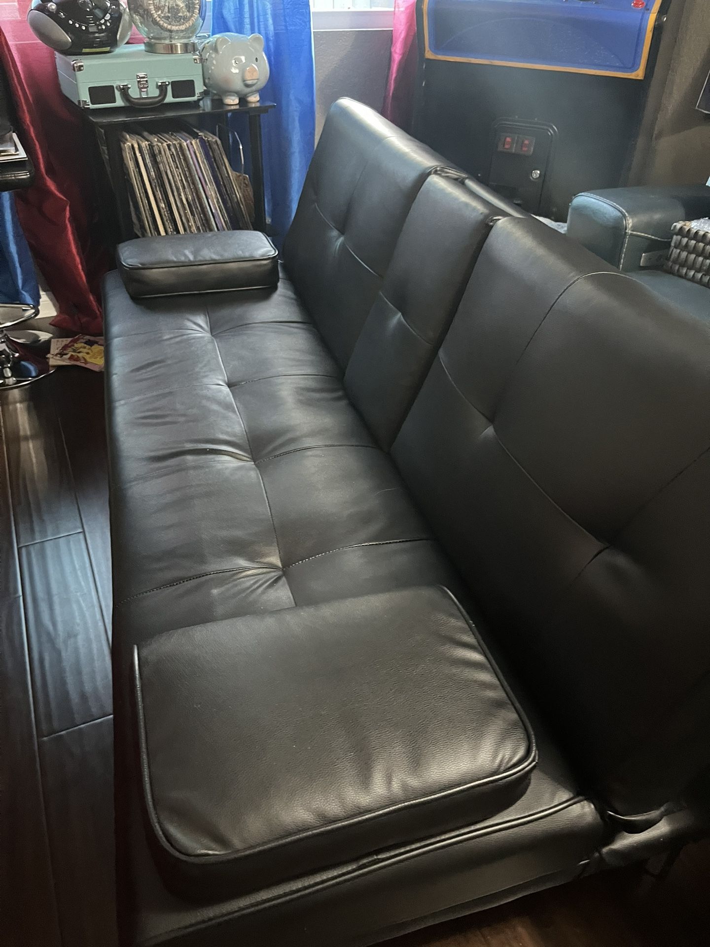 Black Faux Leather Futon Sleeper