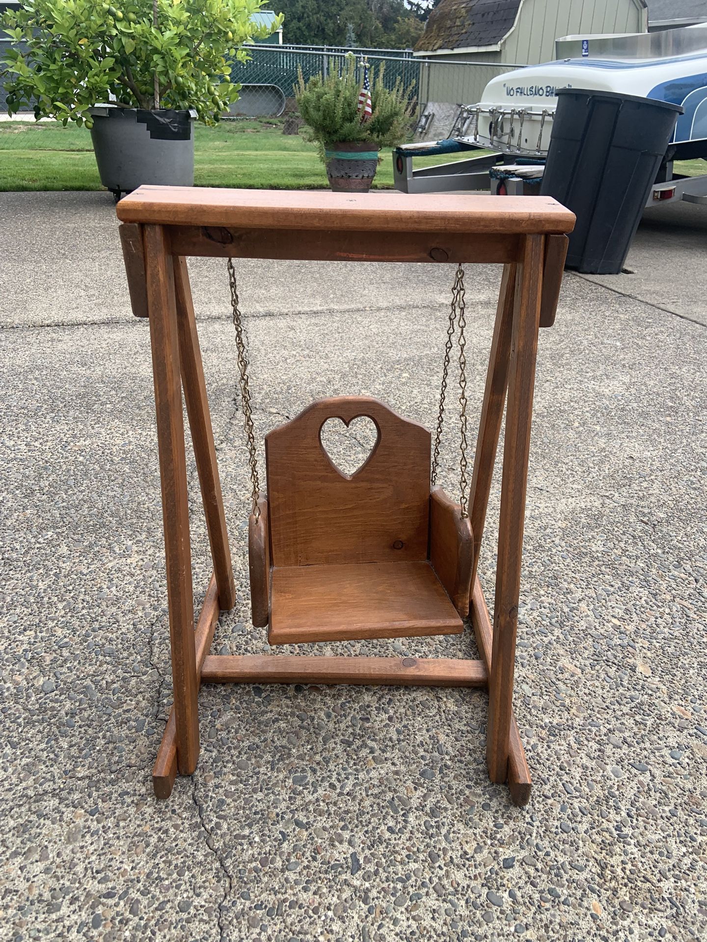 Homemade kids doll swing