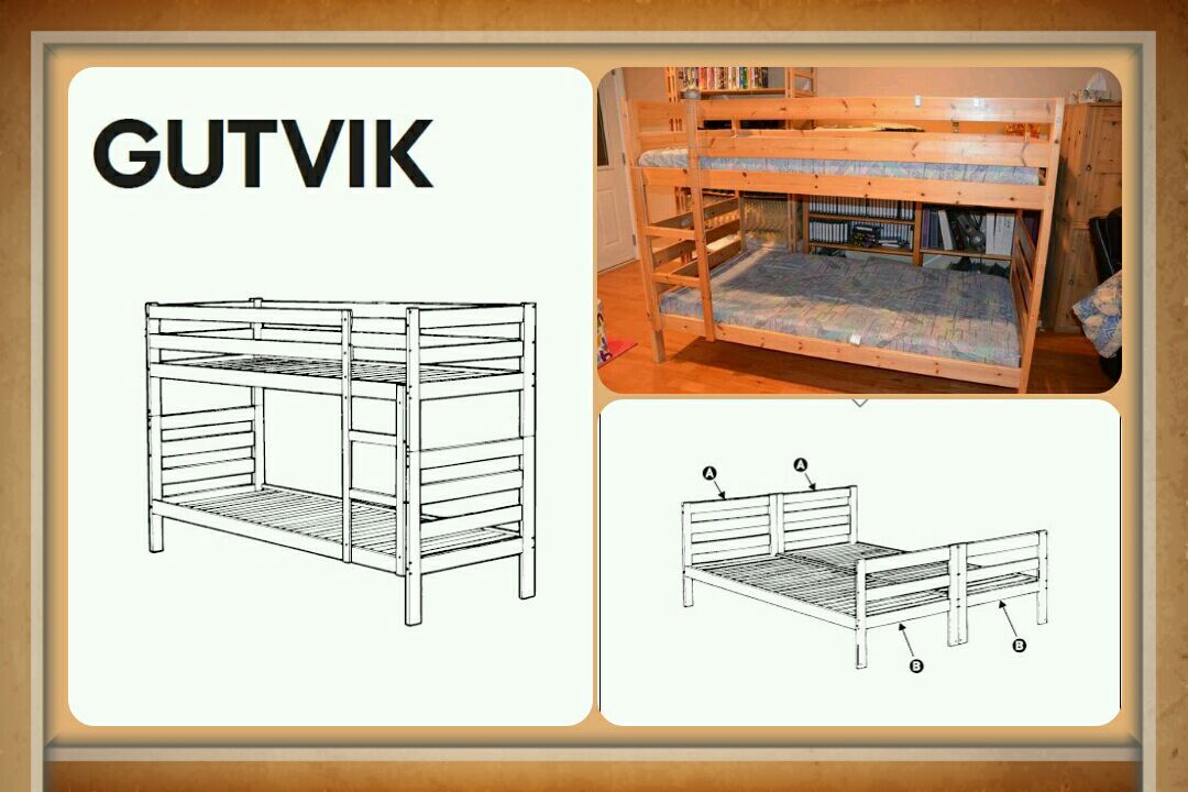 Ikea Gutvik Solid Wood Twin Bunk Bed In, Bunk Bed Twin Over Queen Ikea