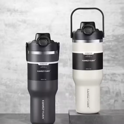 32oz Double Wall Vacuum Insulated Water Bottle, Stainless Steel Sports Tumbler with Straw and Handle, BPA-Free, Black, for Gym, Travel, Office