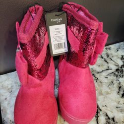 Toddler Girl Size 7 Pink Glitter Boots. Bebe