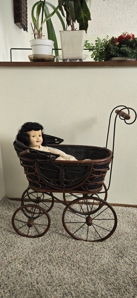 Antique Baby Doll Buggy Stroller