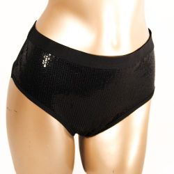 NWT Womens Underwear Panty Black Sequin And Mesh Panties Cheeky Hipster Size XXL 9 Lipstick Kiss