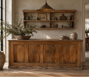 European Antique Pine Store Counter / Sideboard