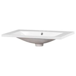 30 in. W x 18 in. D Resin Single Bathroom Basin Sink, Vanity Top in White with 3-Faucet Holes