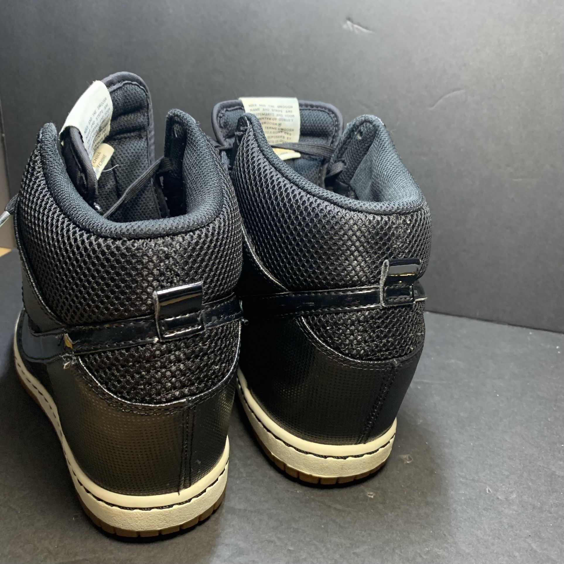 Nike Dunk Sky Hi Women's Mesh Black Leather Hidden Wedge Heel 579763-001 Sz 9~ Preowned