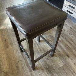 Leather Stool With Metal Frame Dark Brown $45 Or Best Offer