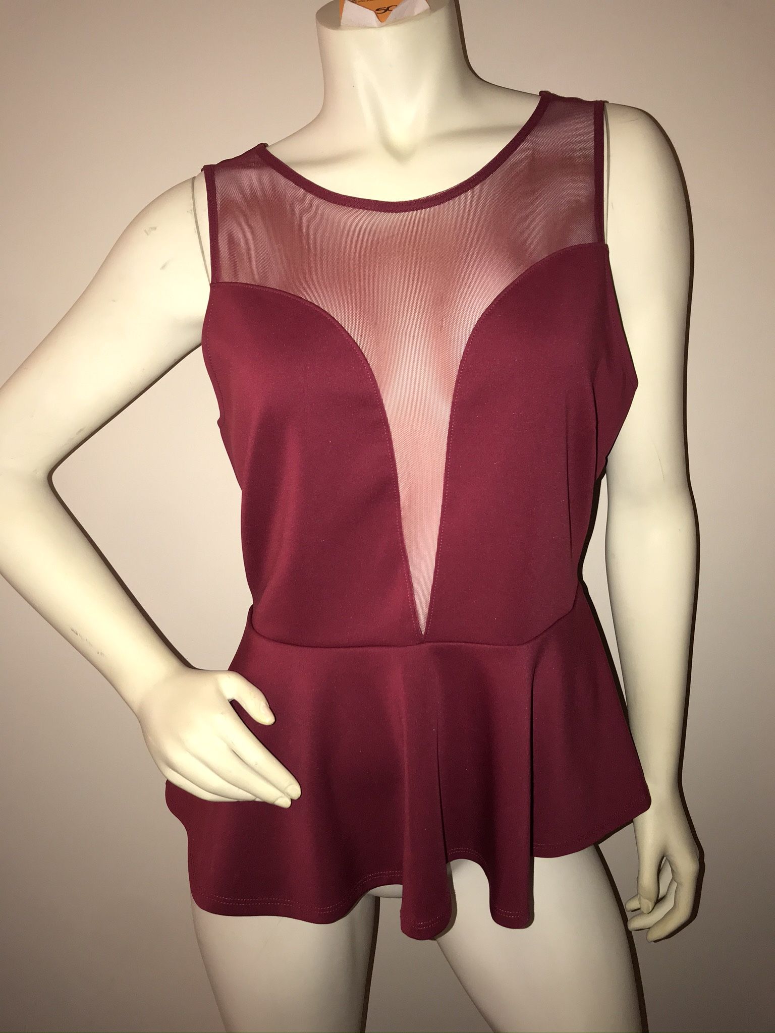 Forever21+ Peplum Mesh V-Neck Blouse