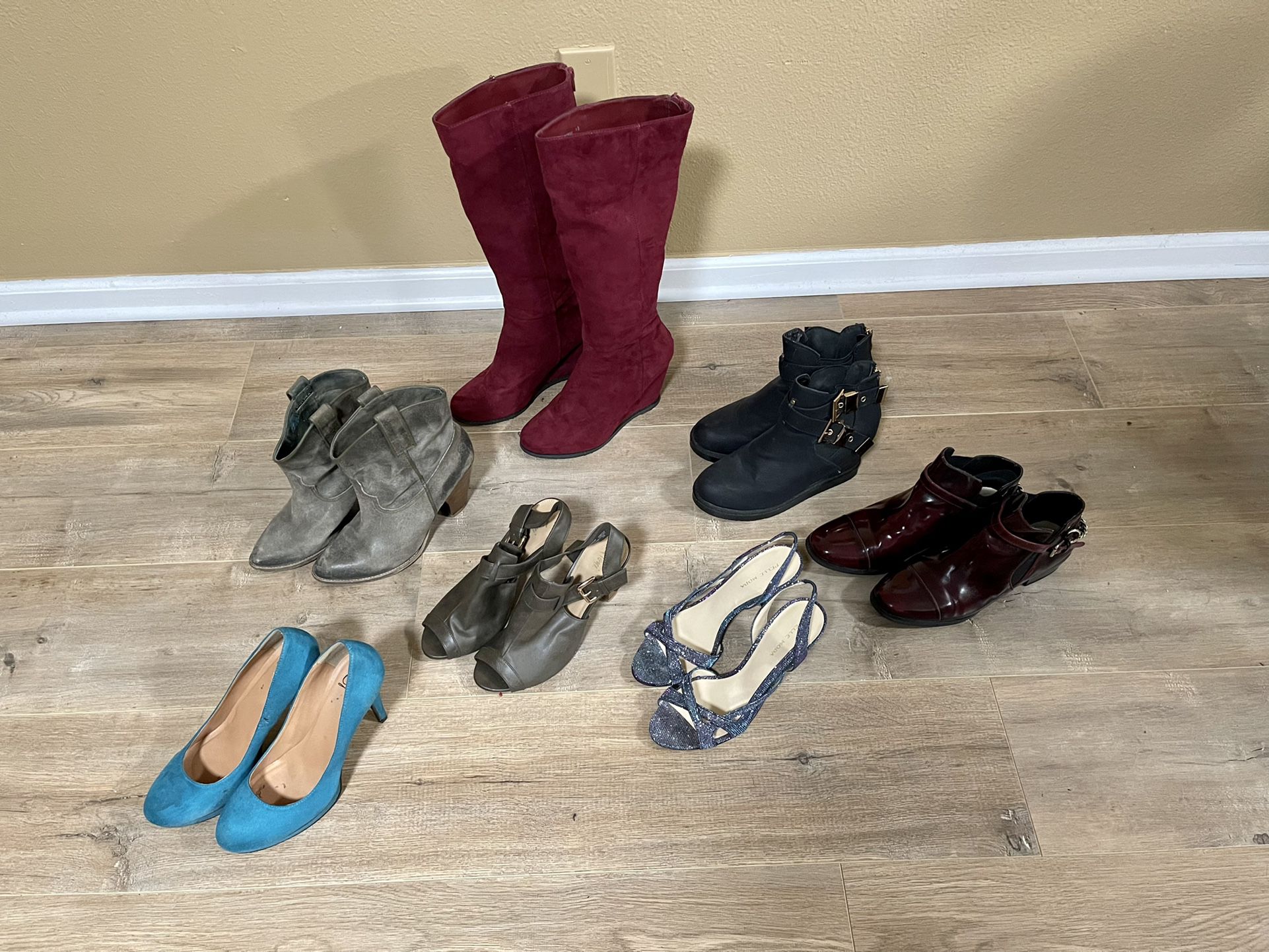 Women’s Shoes size 7.5 Boots, 7 pairs, Fall 🍂Heels 👠, booties