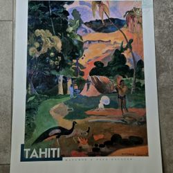 Peacocks in the Country Metamoe by Paul Gauguin Vtg Art Poster Tahiti 2001 Litho