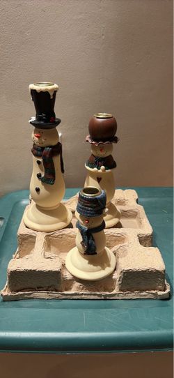 Snowman Candlestick Holders Set of 3