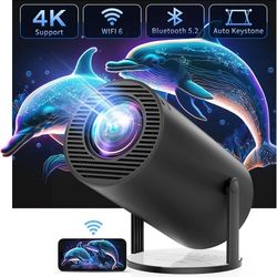 CLOKOWE Projector with WiFi and Bluetooth, 4K FHD 1080P Supported, Portable Outdoor Movie Mini Projector, Auto Keystone, Compatible with iOS/Android/H