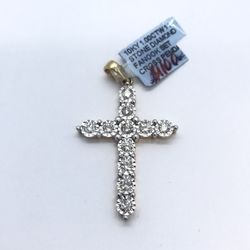 Diamond Cross Pendant 10K Gold New