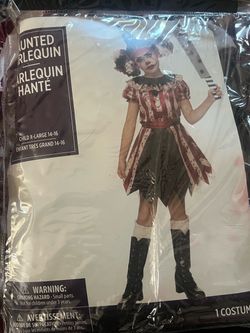 Haunted Harlequin Halloween Costume Child XL 14-16
