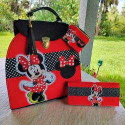 Minnie Mouse Purse Bag/Backpack, Wallet And Coins Purse 