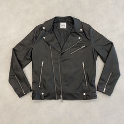 ZARA Faux Leather Biker Jacket (Black, size M) 