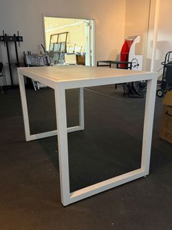 White Square Table with Metal Frame