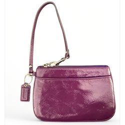 Coach Patent Leather Gloss Wristlet Clutch Coach F47782 -SV/PLUM