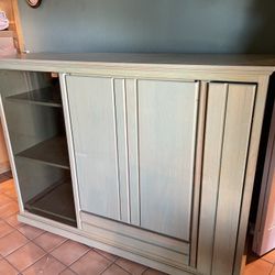 Pale Green Washed Entertainment Center