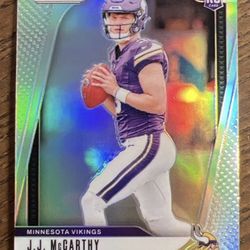 21 card lot including 2024 Prizm J.J. McCarthy Orange Lazer & Silver Rookie Cards #400 also Pink Optic Rated Rookie #235 , Optic First Year Fresh rook