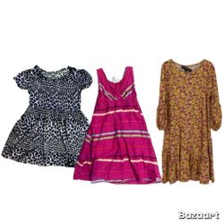 Set Of 3 Sz 6 Girls Maxi Dresses Leopard Floral Stripped