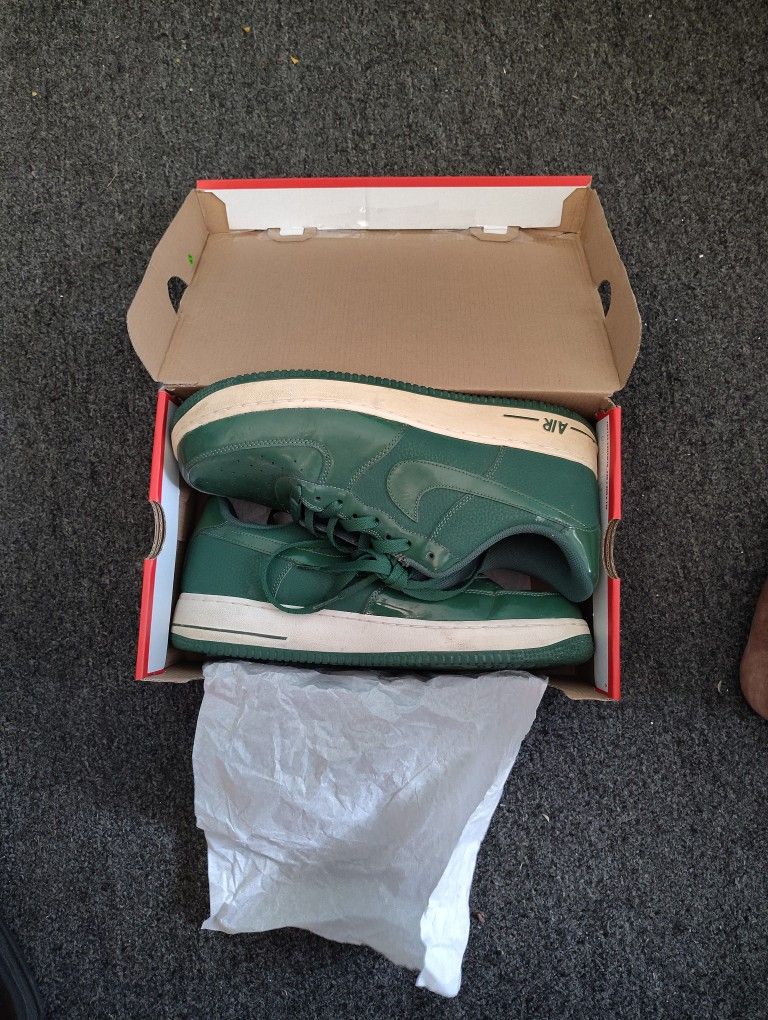 Nike Air Force 1 Low Gorge Patent Leather Green 315122-301 Men's Shoes size 12