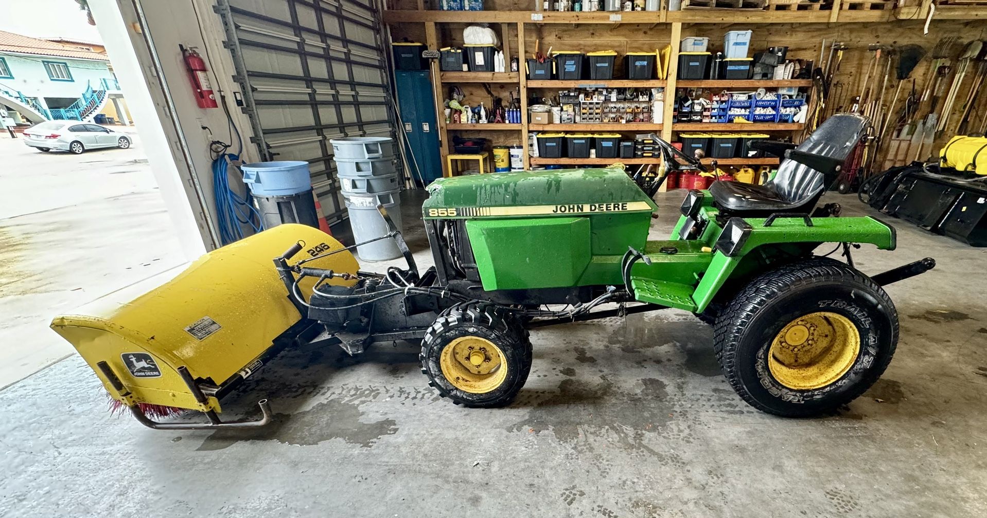 John Deer Tractor 855 With Model 246 Sweeper Attached 