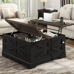 Lift Top Coffee Table with Storage and Power Outlets