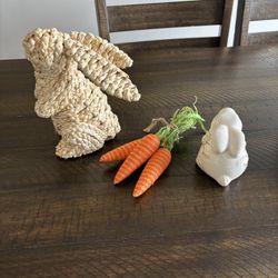 🐰 Easter Bunny Decor Set – Rustic Spring Table Display