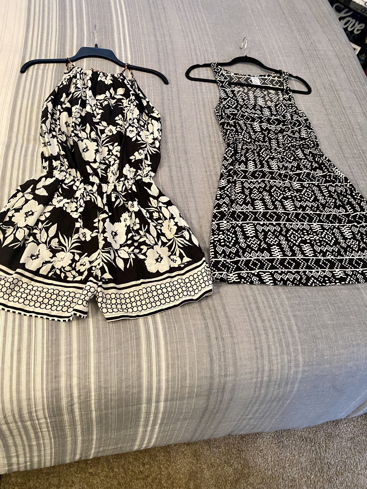 Ladies Size Small Black & White Romper -AND- Summer Dress