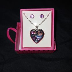 Children's Place Necklace Heart Locket & Earring Set