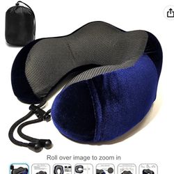 ELINEWOR Travel Pillow Memory Foam Neck Pillow Head Support Comfortable Breathable U Shape Airplane Pillow with Storage Bag for Sleeping, Train, Car, 