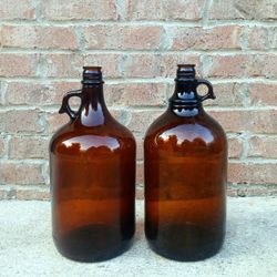 Vintage 1-Gallon Amber Glass Apothecary Jugs