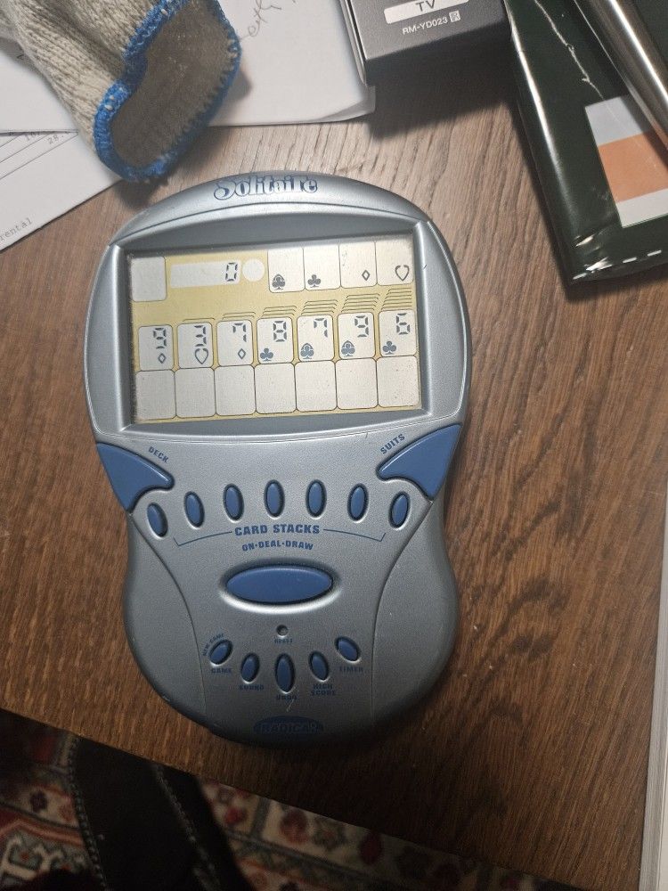 Electronic Light Blue Handheld Hand-Held Radica Solitaire 2000 Tested Used blue