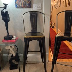 Set Of 3 Industrial Barstools