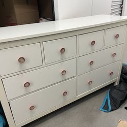 White Dresser with Unique Glass Knobs