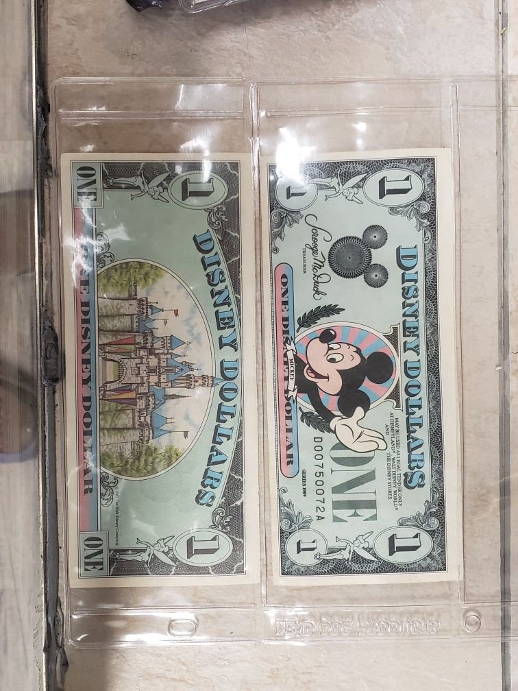 1987 and 1989 D Series Disney Dollars