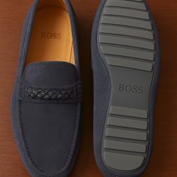 Hugo Boss Men’s Suede Loafers – Navy Blue – Size 7.5 (Like New)