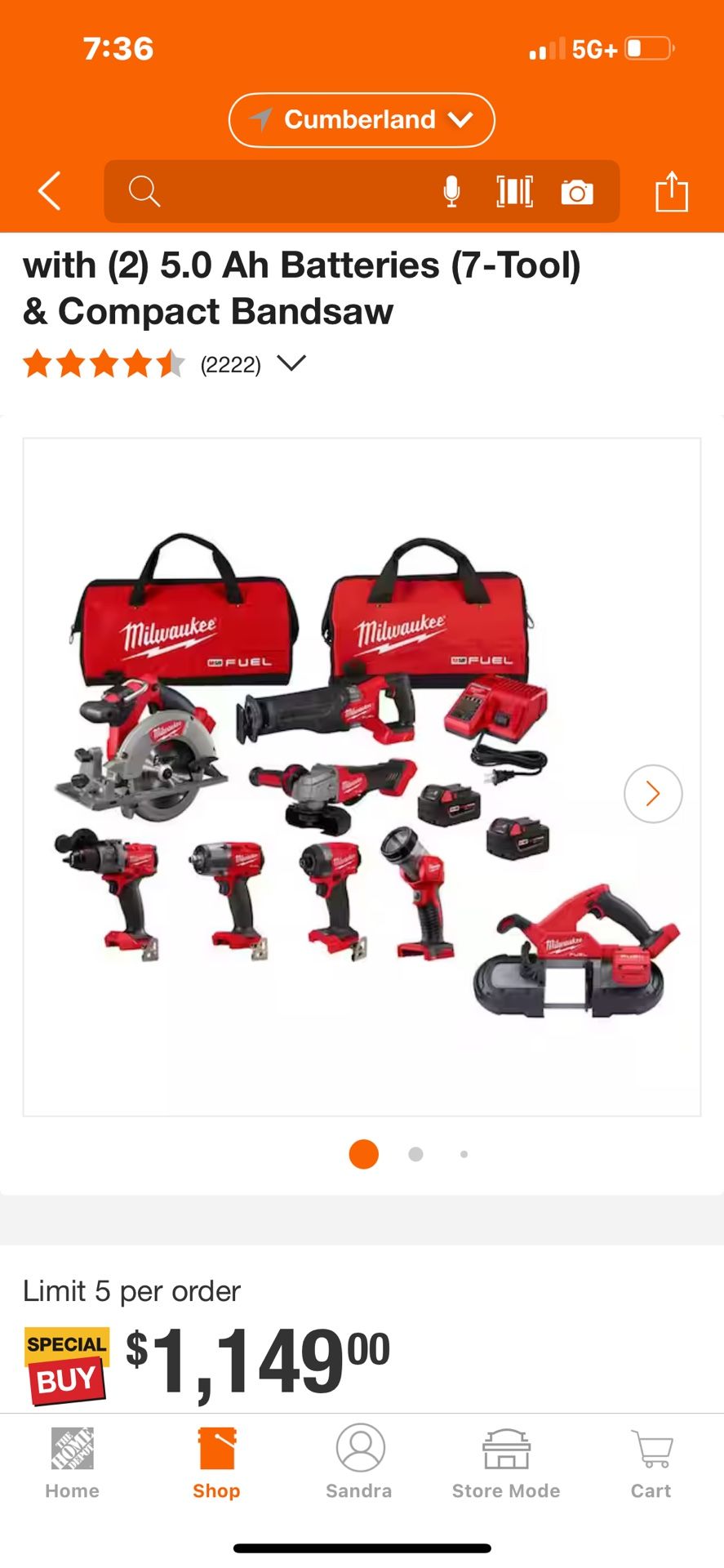 Milwaukee 7 Piece Tool Set M18