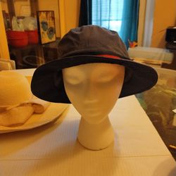 Navy Blue Roll Up Fisherman Bucket Hat  With Red Band One Size Fits Most 