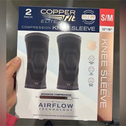NWT Copper Fit Compression Knee Sleeve 2-Pack Size S/M