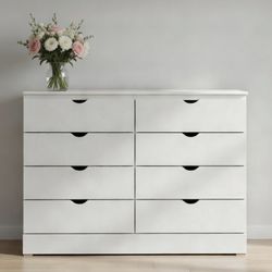 🌟 Modern White 8-Drawer Dresser - Minimalist Storage