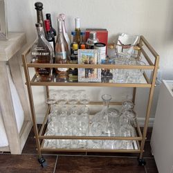 Gold Mirrored Bar Cart 