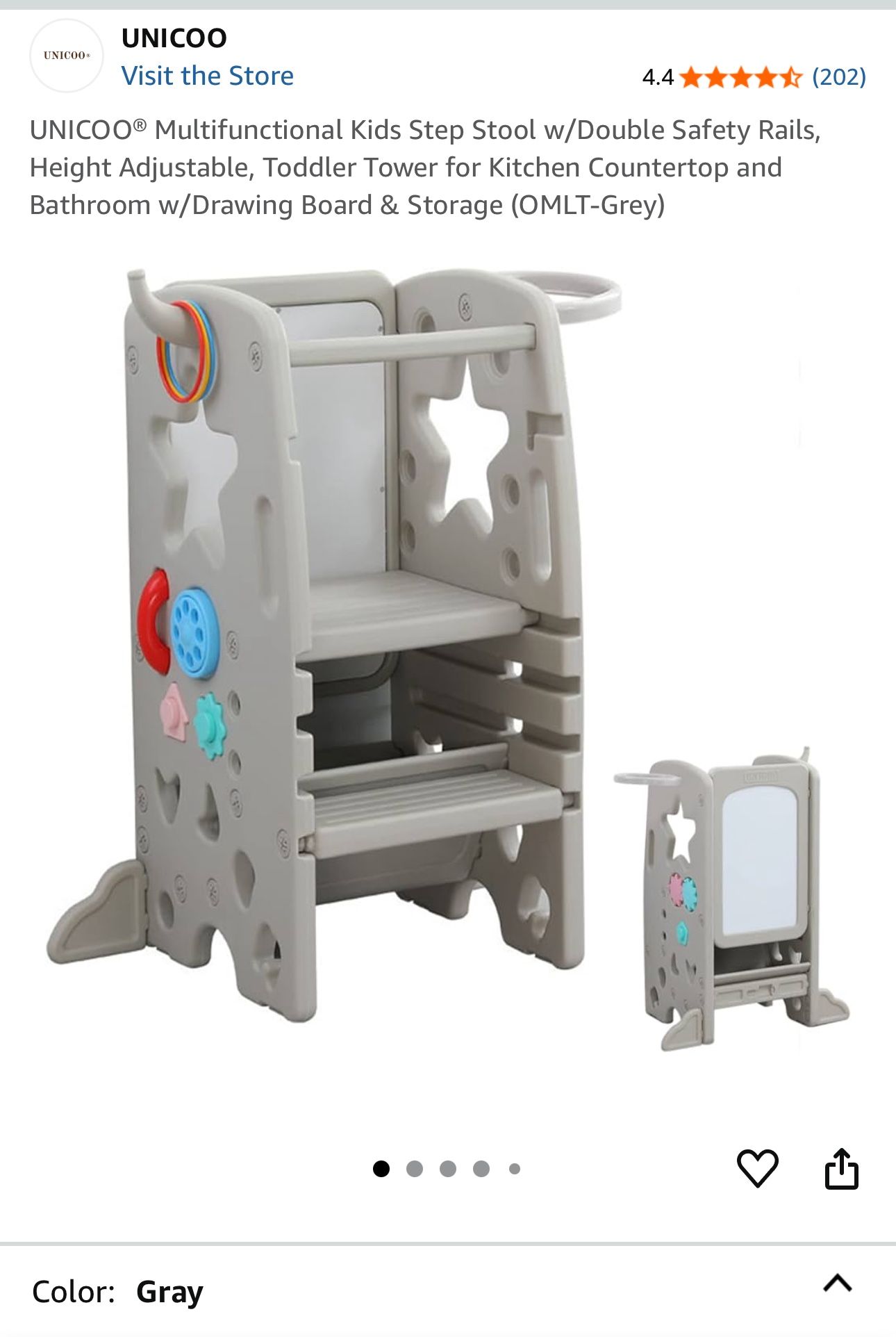 UNICOO® Multifunctional Kids Toddler Step Stool w/Double Safety Rails, Height Adjustable, Learning Tower